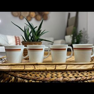 Vintage Stripe MCM Corningware Mugs Set of 4
